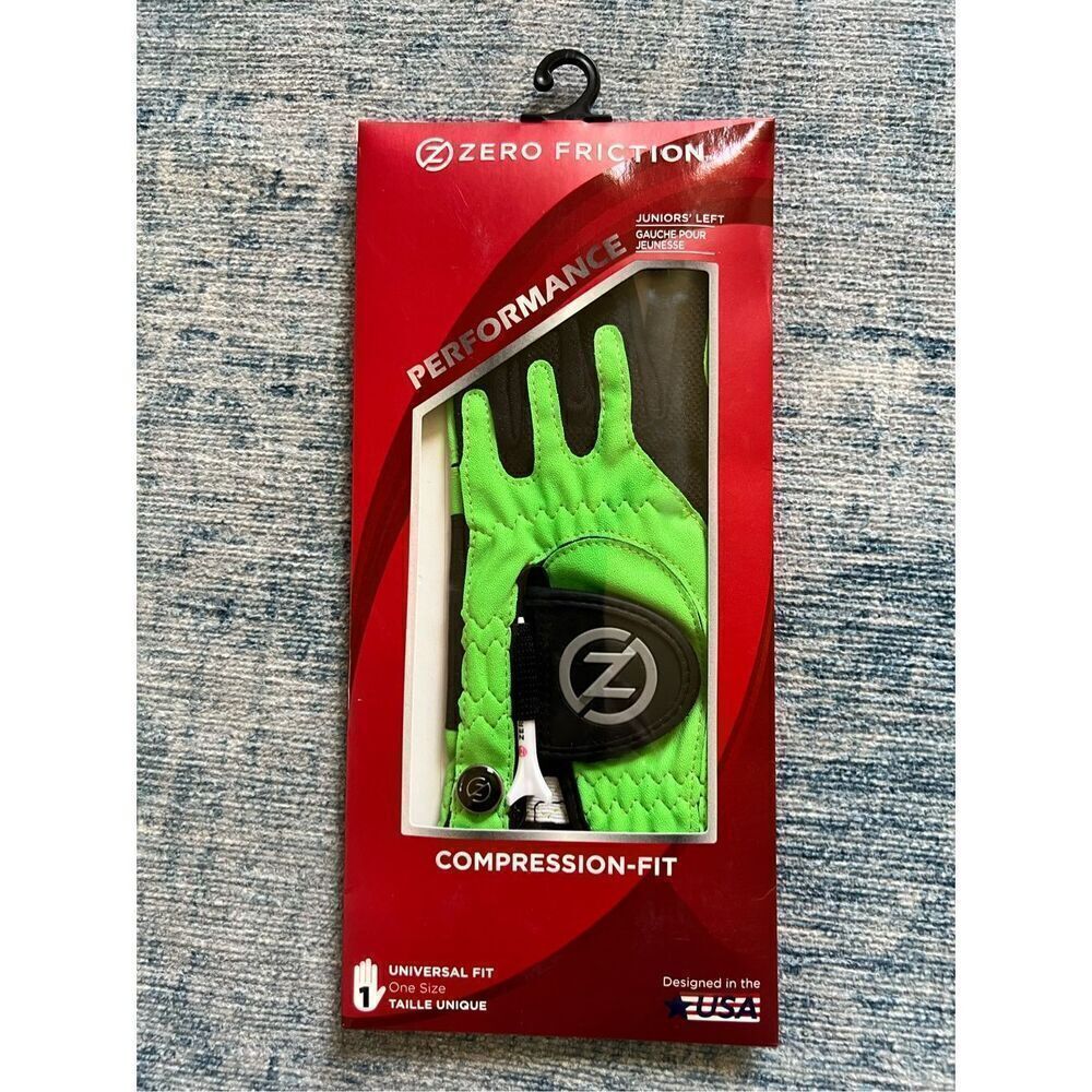 New! Zero Friction Performance Junior's Left Compression Fit Left Glove Lime Gre